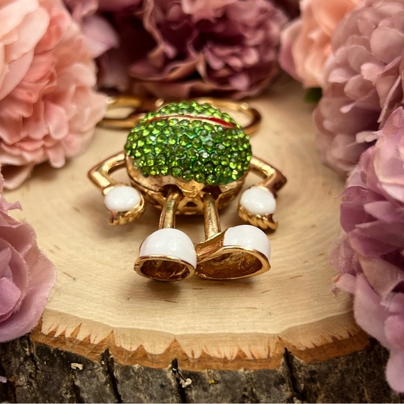 Whimsical Green Crystal M&M Character Keychain Charm - Picture 12 of 16